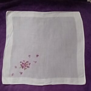 Floral Embroidered White Handkerchief
